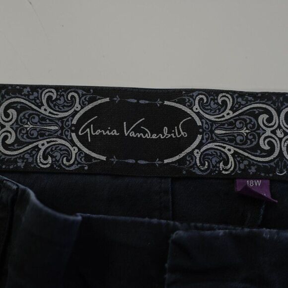 Gloria Vanderbilt Black Elastic Waist Chino High Rise Pants 18W 42/30 - Picture 5 of 8